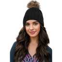 REECHO Beanie Wig With 12" Beach Wavy Hair Extension - Warm Knitted Hat With Synthetic Hairpiece for Women - Black Beanie, Chocolate Brown Hair
