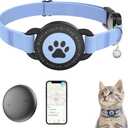 GPS Cat Tracker Collar(iOS & Android), Bluetooth Mini GPS Dog Tracker, Smart Pet Activity Tracker, No Monthly Fee, Work with Apple Find My & Google Find Hub, Finder Tag for Pets,Items 1P Blue