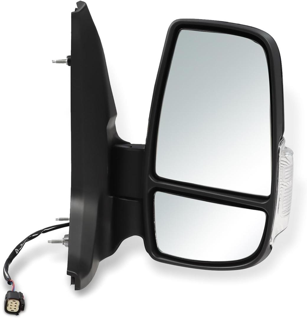 Passenger Right Side Mirror Assembly Compatible with 2010-2025 Transit 150 250 350 350HD Power Mirror with Turn Signal Light and Heated Replace FO1321650 LK4Z17682CB (3 Pins)