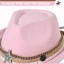 Willheoy Kids Cowboy Hat for Boys Girls Western Cowgirl Hat with Buckle Belt Wide Brim Fedora Hat Dress Up Costume