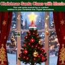 Christmas Tree Topper, Star Motion Rotating Santa's Reindeer Sleigh + Snowmen in Green Cable Car with Merry Xmas Slogans, Illuminated LED Star Christmas Party with Music for Christmas Tree Decor