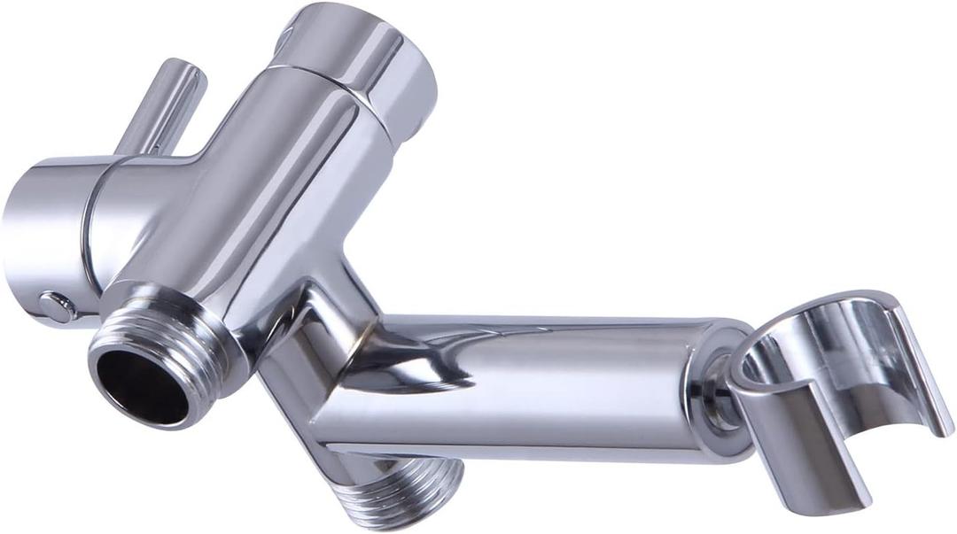 Solid Metal Shower Arm Diverter with Handshower Mount for Hand Held Showerhead 3-Way Bathroom Universal Shower System Replacement Part (Chrome)