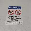 SmartSign - S-8658-AL-10 "Notice - No Cameras, Cell Phones, Video" Sign | 7" x 10" Aluminum Black/Blue/Red on White