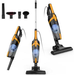 Corded Stick Vacuum Cleaners for Home, 20Kpa Powerful Suction Stick Vacuum with 16Ft Cord, 2 in 1 Lightweight Handheld Vacuum Cleaner for Hardwood Floor Pet Hair (Gold)