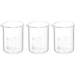 PATIKIL 3Pcs 50ml Low Form Glass Beaker, 3.3 Borosilicate Glass Graduated Printed Scale Measuring Cups with Spout for Kitchen Lab Liquids