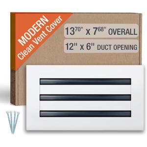 FA-STAR Clean Modern AC Vent Cover 12 x 6 (Duct Opening Cutout) - Decorative White Air Vent - Standard Linear Slot Diffuser - Register Grille for Ceiling, Walls & Floors - All Aluminium