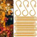 48 Pcs Christmas Ornament Hooks S Shaped Swirl Hook Decorative S Hangers 2'' Christmas Tree Ornament Aluminum Wire Hangers for Xmas Tree Xmas Balls Party Decorations (Gold)