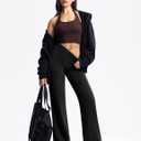 POSHDIVAH Women's Creamluxe Elastic Bottoms Straight Leg Sweatpants High Waisted Yoga Athletic Joggers with Pockets