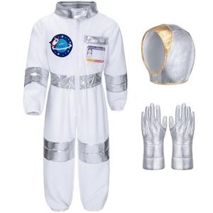 Irtysh Kids Astronaut Costume Flight Jumpsuit Halloween Cosplay Costume With Helmet Gloves Role Play Costume Set, Small