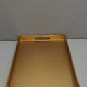 Spsyrine Gold Plastic Serving Tray for Ottoman, Coffee Table, Rectangle Decorative Tray for Entertaining, Outdoor, Living Room, Home Decor (11.8" x 15.7" x 1.6")