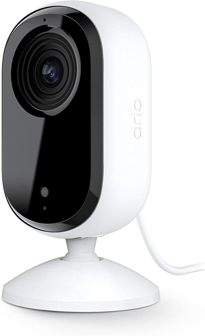 Arlo Essential Security Camera 2K | Indoor Only| 2nd Gen | Baby Monitor & Pet Camera | Wired Automated Privacy Shield, 2-Way Audio, Night Vision, Live Stream, Motion Alerts & Notifications White, 1 Cam