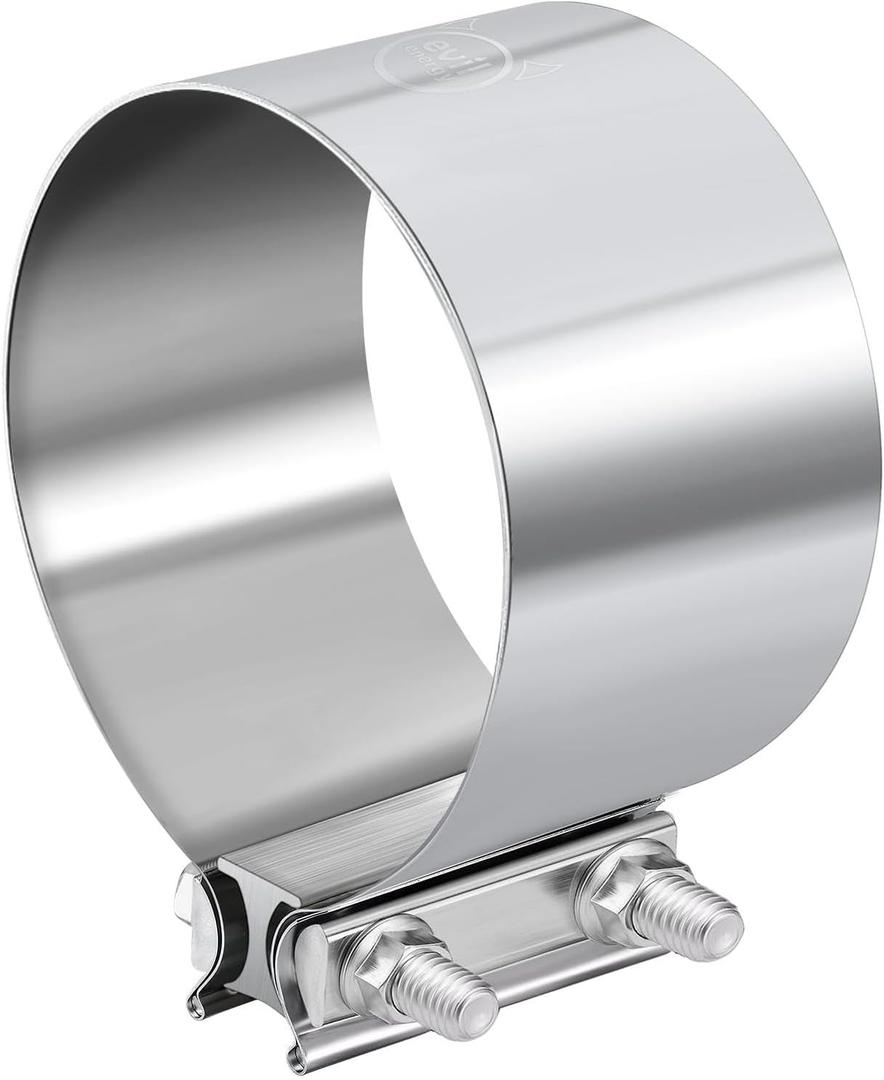 EVIL ENERGY 4.0 Inch Exhaust Clamp, Butt Joint Band Clamp Sleeve Coupler Stainless Steel for Pipes, Mufflers, Catalytic Converters 2Pcs