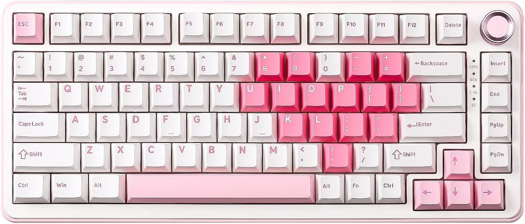 YUNZII B75 PRO Wireless Mechanical Keyboard,75% Layout with Knob,Hot Swap Gasket Structure,Creamy Pre-lubed Switches,RGB Backlit,Bluetooth/Type-C/2.4G for Win/Mac (White, Cocoa Cream V2 Switch)