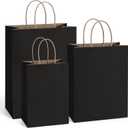 BagDream Kraft Paper Bags 5x3x8, 8x4.25x10, 10x5x13 - 25 Pcs Each Gift Bags With Handles, Craft Merchandise Sacks - 100% Recycled Paper Black