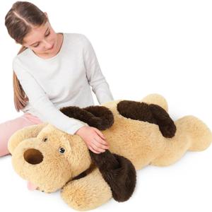 MorisMos Giant Dog Stuffed Animals, 31inch Large Dog Plush, Fluffy Soft Big Puppy Pillow Birthday Gift for Kids, Girls, Boys, Brown