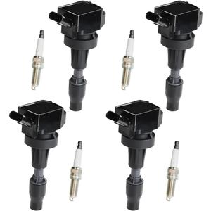 Set of 4 UF817 Ignition Coil Packs and Spark Plugs Compatible with 2016 2017 2018 2019 2020 Kia Optima Forte5 Seltos Forte Soul Hyundai Kona Sonata Elantra GT Tucson Veloster 1.6L Replace# 273012B120