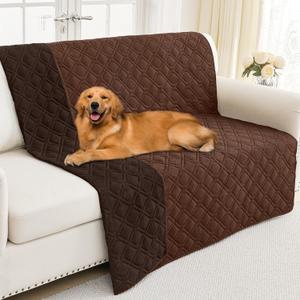 Smiry Reversible Waterproof Couch Covers for Sofa, Washable Dogs Pet Couch Covers for 3 Cushion Sofa Pet Friendly, Water Resistant Furniture Protector Slipcover, Geometric (68"x82", Brown/Chocolate)