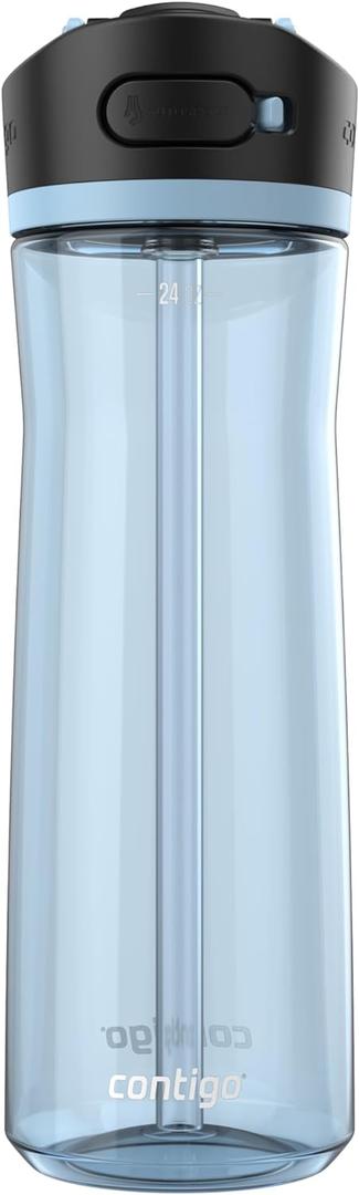 Contigo Ashland 2.0 Leak-Proof Water Bottle with Lid Lock and Angled Straw, Dishwasher Safe, Interchangeable Lid, 24oz, Glacier (24oz (Pack of 1))