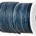 GENIQUE Real/Genuine Round Leather String Cord for Necklace, Bracelets, Jewellery, Braiding (2mm, Blue Distressed)