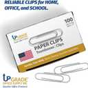Upgrade Office Supply Jumbo Paper Clips, Non Skid, 1.9 Inch, 300 Count (3 Boxes of 100), Silver, Made in USA