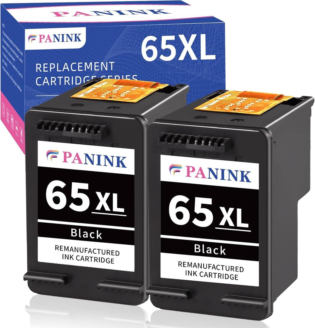 Remanufactured Ink Cartridge Replacement for HP Printer Ink 65 XL HP 65 Ink HP65 65XL Black Ink Cartridge for HP 3755 3752 2655 3722 3758 2652 5055 5052 5058 Printer (2 Black)