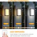 wowlite Modern Outdoor Wall Lights 2 Pack, LED Outdoor Porch Lights 3 Colors Changeable, Matte Black Exterior Light Fixture Wall Mount, IP65 Waterproof Outside Light Fixtures for Porch Front Door