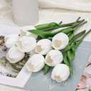 DILATATA 10 Pcs White Tulips Artificial Flowers Large Tulips Head Real Touch Fake Tulip Fake Flowers for Mother's Day 11.4" Faux Tulip for Vase Centerpieces Home Wedding Bouquet