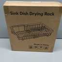 MAJALiS Dish Drying Rack Over The Sink, Expandable Stainless Steel Dish Drainer for Small Kitchen Counter Space Saving, RV Compact Plate Strainer In Silver Metal with Hanging Adjustable Utensil Holder