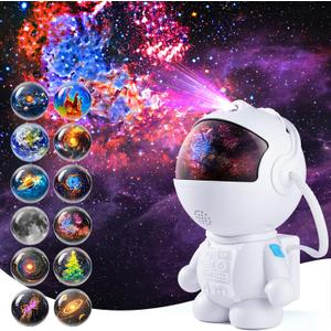 Astronaut Galaxy Projector,Star Projector with 12 Space Films,Galaxy Projector for Bedroom with Timer and 360Rotating Magnetic Head,Planetarium projectors is Suitable for Kids and Adults (White)