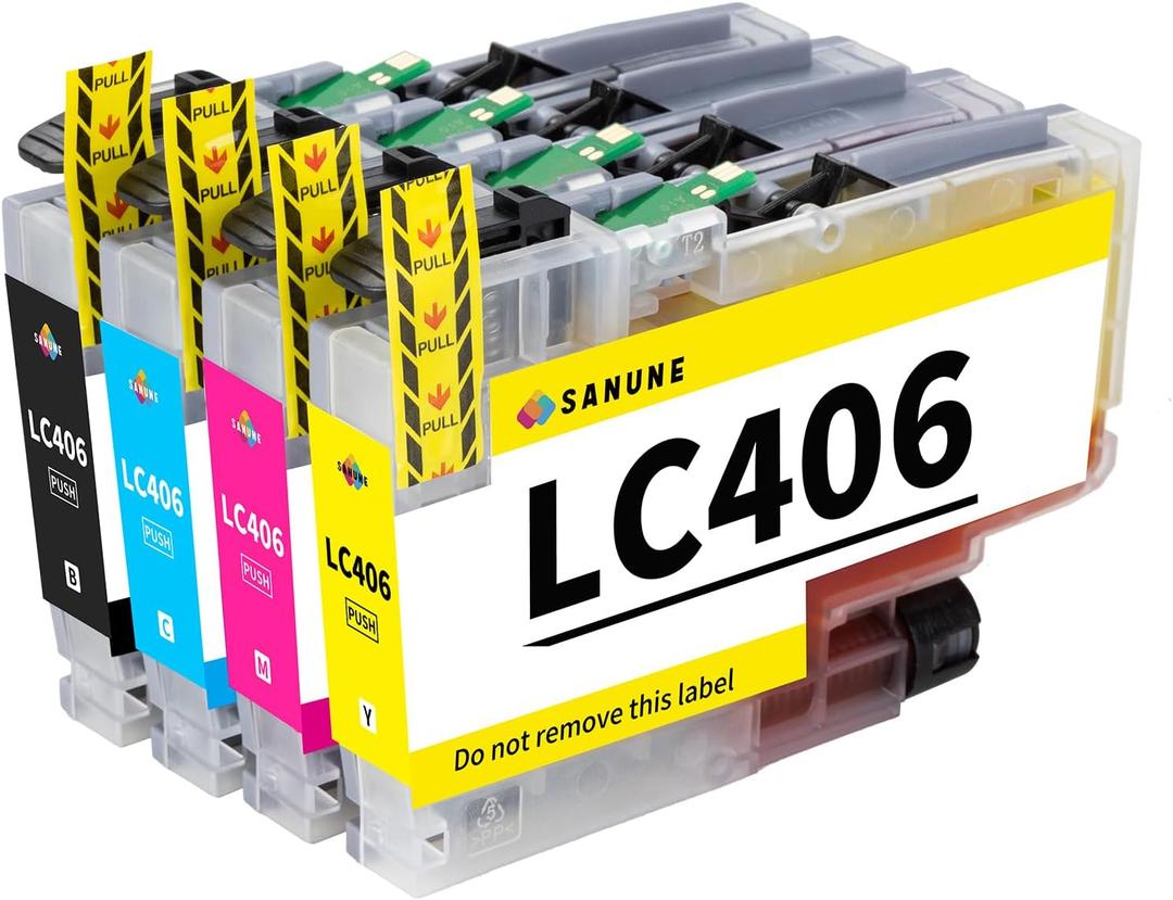 LC406 Ink Cartridges Replacement for Brother LC406 LC406XL Ink Cartridge for Brother Printer MFC-J4535DW MFC-J4335DW MFC-J4345DW MFC-J5855DW MFC-J5955DW MFC-J6555DW MFC-J6955DW Ink (4 Pack)