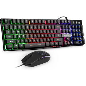 mafiti RK101 Computer Keyboard Mouse Combo Wired, RGB Backlit USB Keyboard for PC Mac Laptop Desktop, Gaming Office
