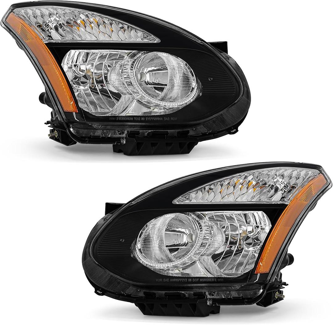 for 2008-2013 Nissan Rogue Headlights Chrome Pair
