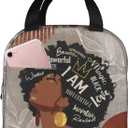 African American Bag, Lunch Bag Gift For Black Women, Black Women Lunch Bags Boho Lunch Box Cute Boho Reusable Insulated Tote Bags