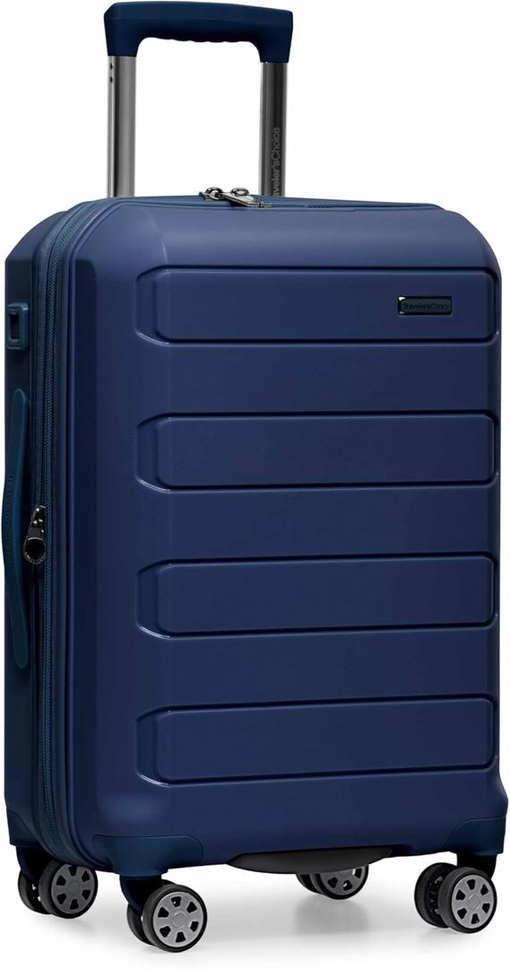 Traveler's Choice Pagosa Indestructible Hardshell Expandable Spinner Luggage, Navy, 22" Carry-on