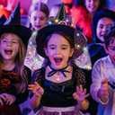 Witch Costume for Girls Aged 3-8 Years Halloween Light Up Skirt with Broom Hat Treat Bag Kids Toddler Girls Dress Up (Purple)