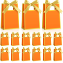 AmazingSpark 50 Pcs Orange Gold Mini Gift Bags Bulk 6.3 x 3.9 x 2.8 Inch Party Favors Elegant Small Gift Bags with Handles and Ribbon Bows for Wedding Birthday Bridal Baby Shower Party Favors