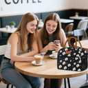 Coobiiya Lunch Bag Lunch Box for Women Men, Reusable Cute Lunchbag - Leakproof, Adult Insulated Lunch Box Tote with Large Capacity, Cooler Container for Work, Travel, Office (Black Daisy)