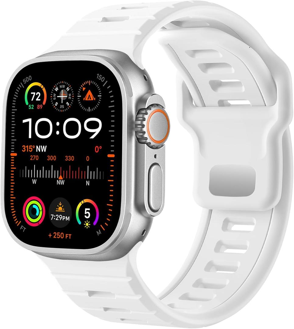 Odbeai Sport Bands Compatible with Apple Watch Ultra 2 Band, Compatible with Apple Watch Ultra Band 49mm 45mm 44mm 42mm for Men, Silicone Loop Replacement Strap for iWatch Series 9 8 7 6 5 4 SE 3 2 1