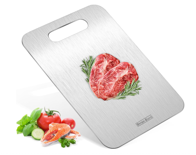 Cutting Board, Cutting Boards for Kitchen, Titanium Cutting Board, Foodgrade Stainless Steel Cutting Board for Meat,Fruit, Vegetables, Outdoor or Indoor, M 13.4" * 9"