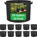 25-Gallon Grow Bags, (10 Pack) Thickened Aeration Fabric Growing Pots Planters with Handles for Planting Vegetables Plants, Black