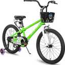 JOYSTAR Pluto 12 14 16 18 20 Inch Kids Bike with Light Up Training Wheels, Kids' Bicycle for Boys Girls Age 3-12 Years, Children Bikes, Multiple Colors (Green)