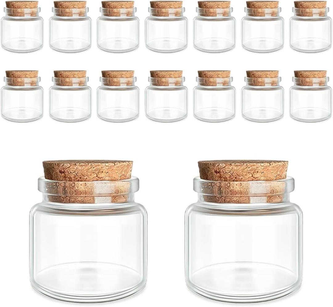 16-Pack 0.67 oz (20 ml) Glass Bottles with Cork Stoppers – for Spell Bottles, Spice Jars, DIY Party Favors, Travel Memories & Plant Propagation – Empty Recyclable Containers for Crafts, Kitchen,Décor