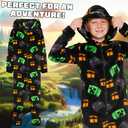 Minecraft Boys Fleece Hooded One-Piece Pajamas, Warm Fleece Hooded Loungewear Suit for Boys - Gifts for Gamers (Black/Multi, 7/8 Years)