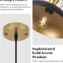 Black and Gold Pendant Lights 2 Pack, 13.8 Inch Black Farmhouse Pendant Light, Industrial Pendant Light Kitchen Island, Island Pendant Lights for Kitchen Barn Hallway Porch Dining Room