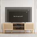 ZttRiee TV Stand for TVs up to 65'', Entertainment Center With Rattan Door, Shelves & 2 Cabinets, Long Boho Media Console for Living Room, Natural, 15.7" D X 54.7" W X 18.9" H