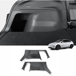LUCKEASY Rear Trunk Side Protective Cover for Tesla Model Y Juniper 2026 2025 New 5 Seat Trunk Left & Right Panel Protection TPE Velcro Stick Cargo Side Protect Mat Black