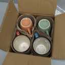 Ceramics 12oz Cappuccino Mug,Coffee mugs,Tea mugs,Kiln Glazing Process,Microwave and Dishwasher Safe, Perfect For Tea, Espresso, Latte - Porcelain Mugs for Kitchen or Cafe (Red+Blue+Green+Pink)