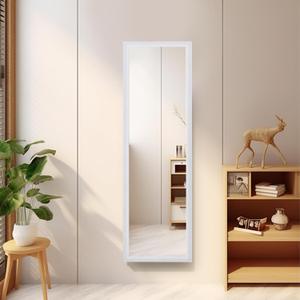 Beauty4U Full Length Mirror Wall Mirror Full Body Dressing Mirror Wall Mounted Hanging for Dorm Home, 50"x 14", White (50"L x 14"W, Baroque-white)