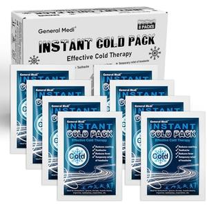 General Medi Instant Ice Cold Pack (4”x 5.5”) – 8 Packs Disposable Cold Therapy Ice Packs for Pain Relief, Swelling, Inflammation, Sprains, Toothache – for Athletes & Outdoor Activities