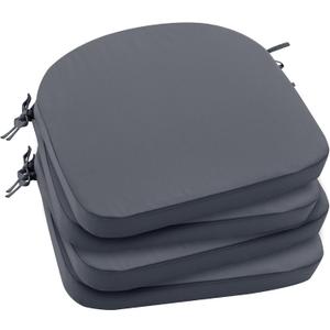 Outdoor Chair Cushions Set of 4: Waterproof & Fade Resistant Patio Furniture Cushions - 17 x 16 x 2 Inch Non Slip Round Corner Seat Cushion Pads with Removable Cover for Garden Yard Lawn, Dark Grey